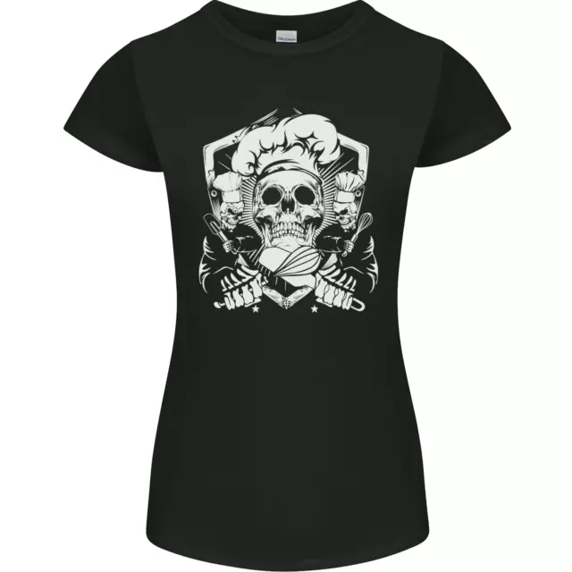 T-shirt donna Skull Chef Cooking Cooking Baker Baking Petite Cut