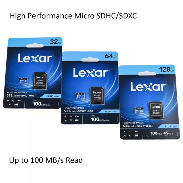 Lexar Micro SD Speicherkarte 32GB 64GB 128GB Memory Card 100MB/s -10 Mit Adap