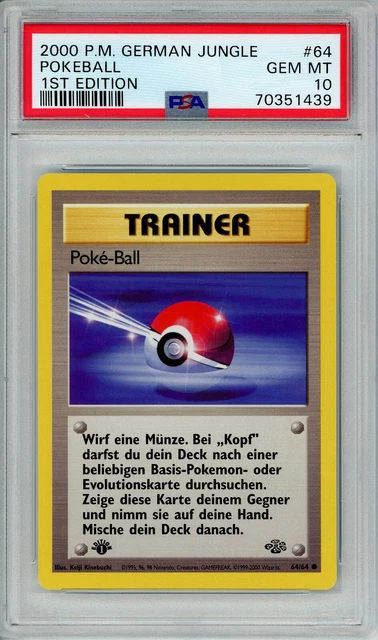 2000 Pokemon German Jungle Pokeball 1st Edition #64/64 GEM MINT PSA 10