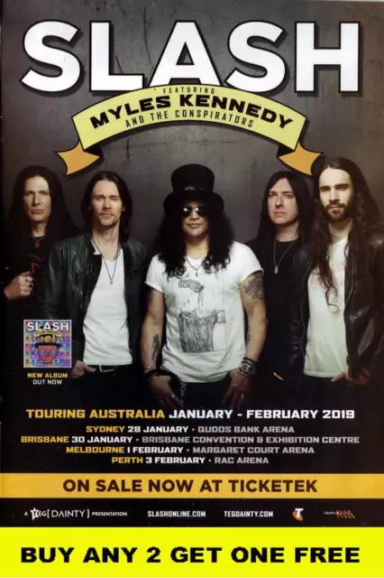 SLASH Guns N Roses 2019 Laminated Australian Tour Poster