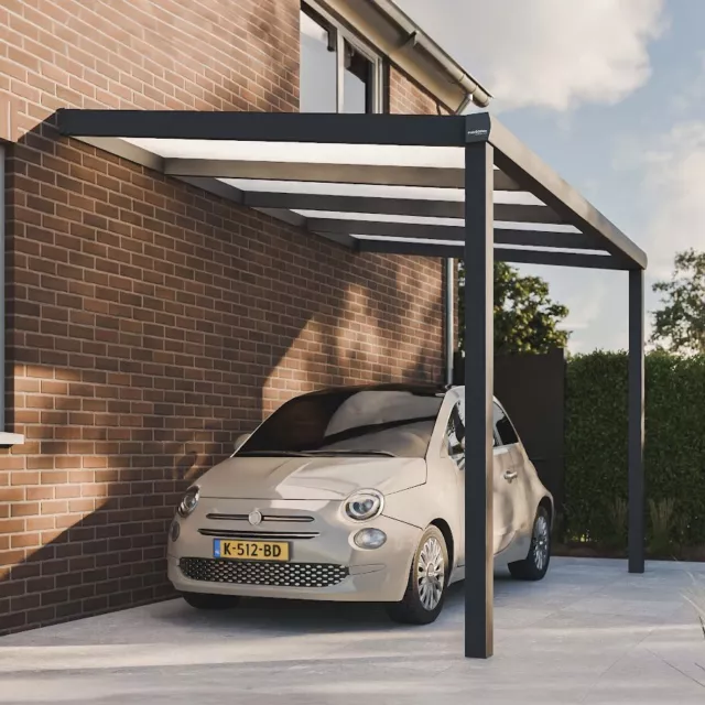 Carport Pergola adossée Aluminium toit Polycarbonate 4x2.5m Pratt & Söhne