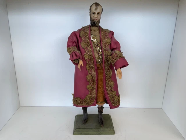 Krippenfigur angezogen mit Wachskopf