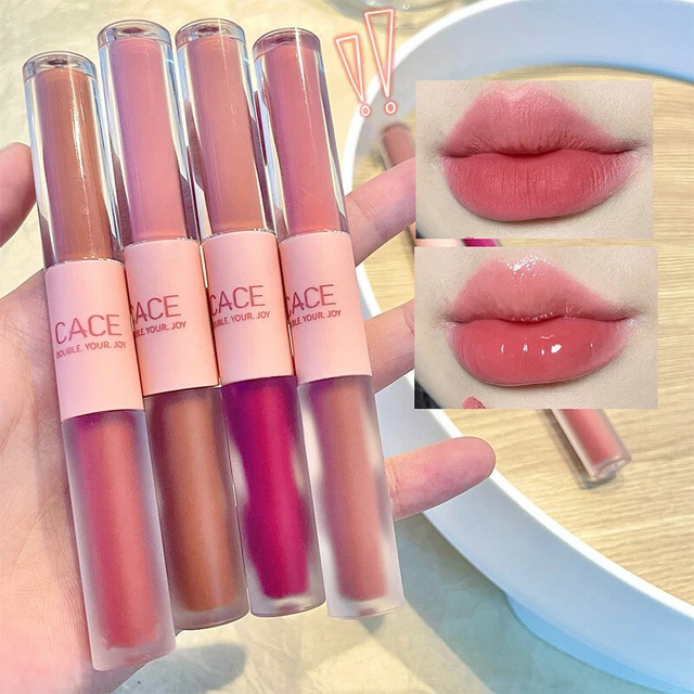 Doble cabeza brillo labial labios maquillaje barro esmalte mate lápiz labial Kosmet 🙂