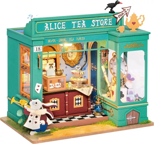 Alice Tea Party Minature Dollhouse Rolife 3D DollHouse with LED Light for Gifts 2