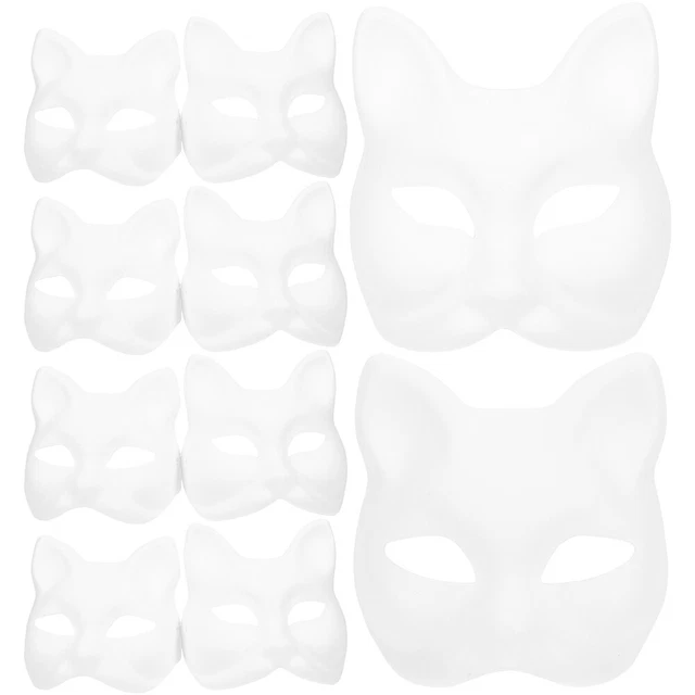 10 piezas Máscara en blanco Máscaras de papel Zorro Cosplay Máscara Pulpa Facebook Niño