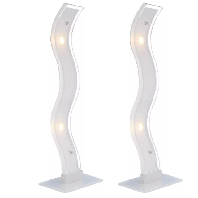 2er Set Wofi Geneve Lampade Tavolo LED 8684.02.01.0000 Vetro / Cromo