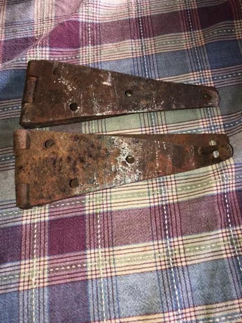 Vtg Lot Of 2 Barn Strap Hinges Farmhouse Gate Rustic Decor See Below