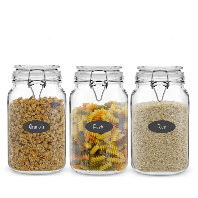 Airtight Glass Jars With Lids Set Of 3. 50Oz Glass Jar With Lid&6 Silicone