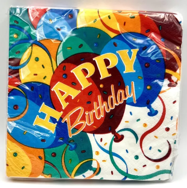 Birthday Bash Bright Colors Happy Balloons Party Supplies Paper Beverage Napkins