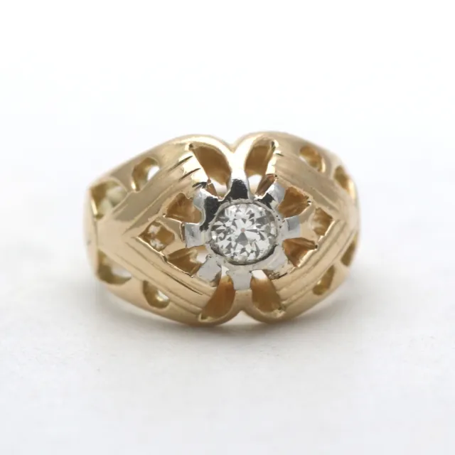 Ring 750 Gold 18 Karat Gelbgold Antik Handarbeit Solitär Diamant Massiv Damen We