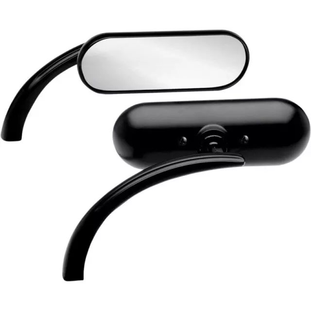 Arlen Ness Micro Black Mini Oval Left & Right Side Mirror Set Harley or Metri...