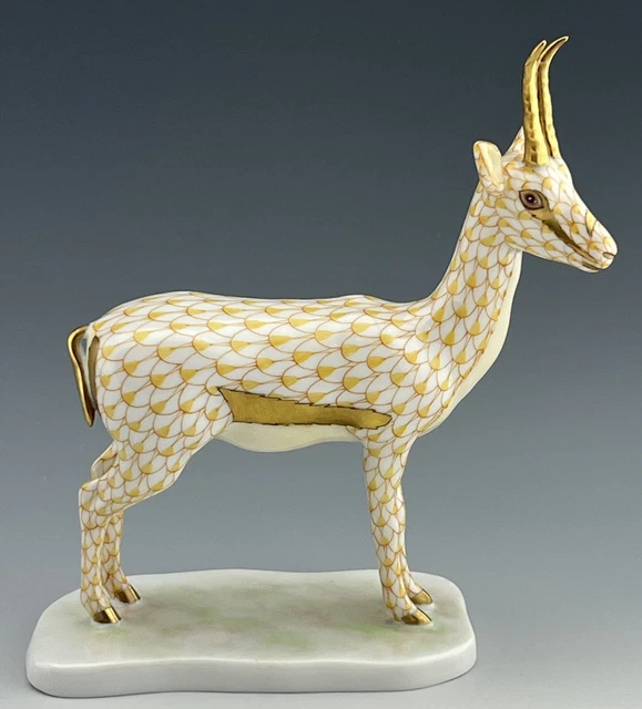 🦋 BRAND NEW HEREND Gazelle Endangered Species Butterscotch Fishnet Figurine