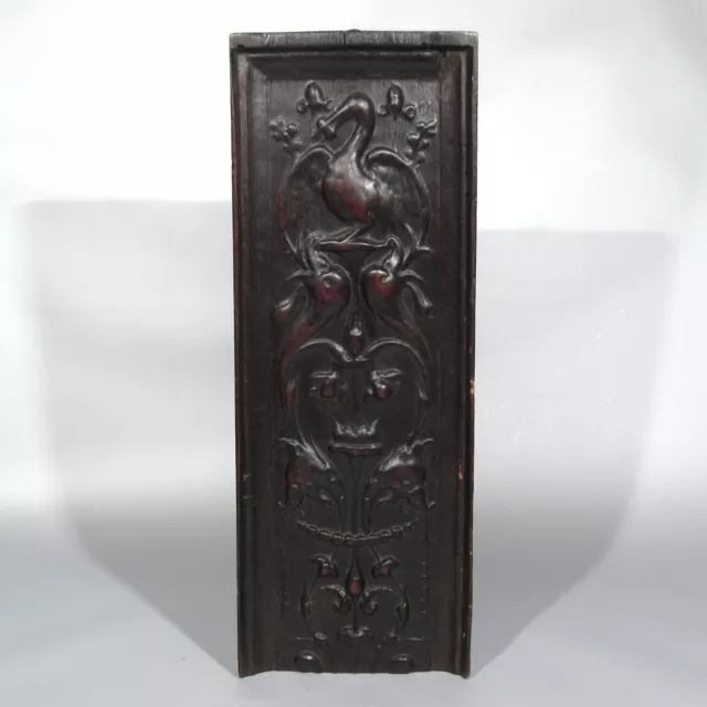 Antique French Hand Carved Wooden Panel, Pelican, Birds & Dolphins 3