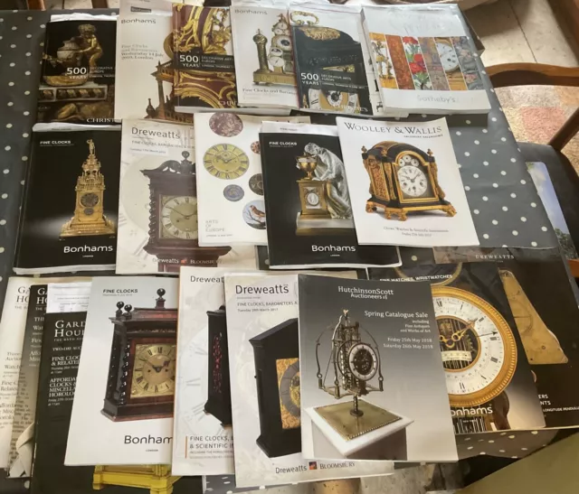 x20 Antique clock auction catalogues 2010 - 2018 Bonhams,Christies, Sothebys ETC