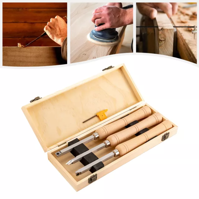 3 Pcs Carbide Wood Lathe Chisel Set Wood Lathe Turning Tool Kit Replaceable Tips