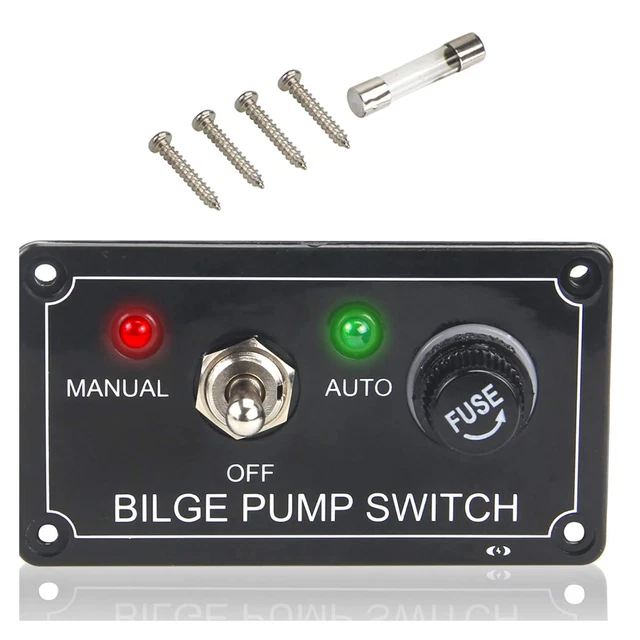 Pactrade Marine Bilge Pump Switch & Alarm - 3-Position (Off/Auto/Manual), IP65 Waterproof, ABS Housing, For Boats
