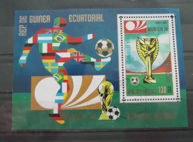 Guinea Equatorial Briefmarken 1974 Block Fußball WM München gestempelt