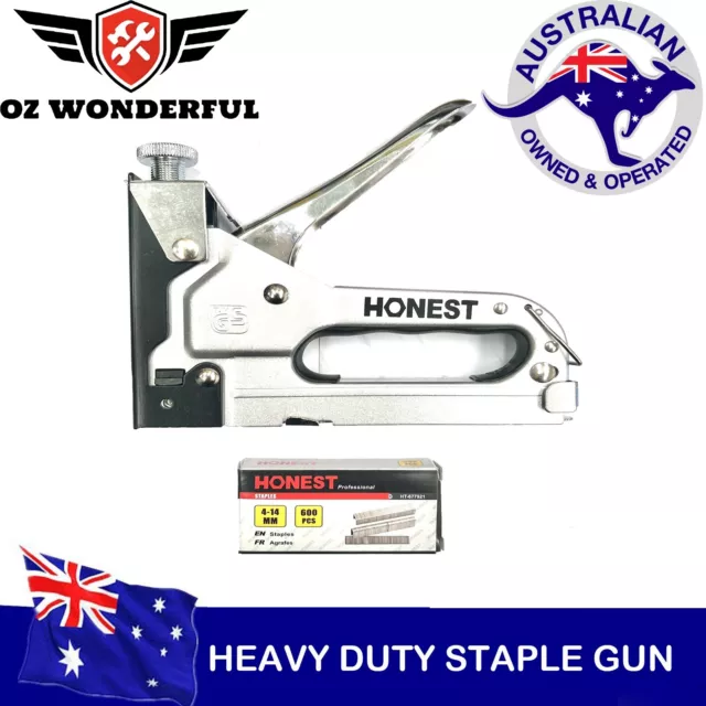 Heavy Duty Staple Gun Tacker Upholstery Stapler + 600 Free Staples