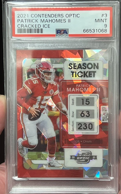 2021 Contenders Optic Cracked Ice Patrick Mahomes 13/22 PSA 9 Mint