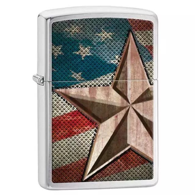 Zippo Windproof Lighter Classic Retro American Star Brushed Chrome (28653)