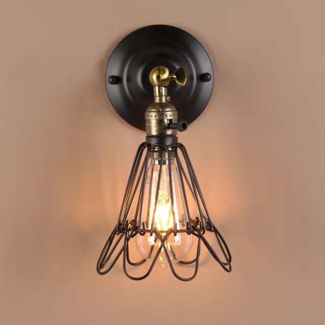 Permo Vintage Industrial Style Sconce Iron Wall Lamp Bird Cage Rustic Wall Light