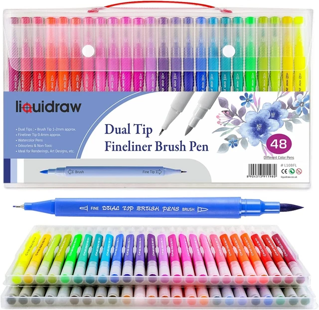 LIQUIDRAW DUAL TIP Brush Pens Fineliner WaterColour Markers For 