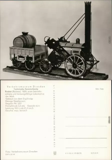 Ansichtskarte Dresden Verkehrsmuseum/Johanneum - Rocket Lokomotive 1970