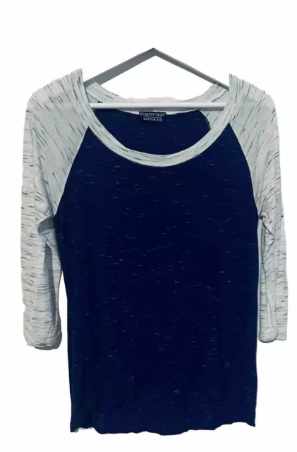 Papermoon Stitch Fix t-Shirt Top Blue White Burnout Scoop Neck 3/4 Sleeves Small