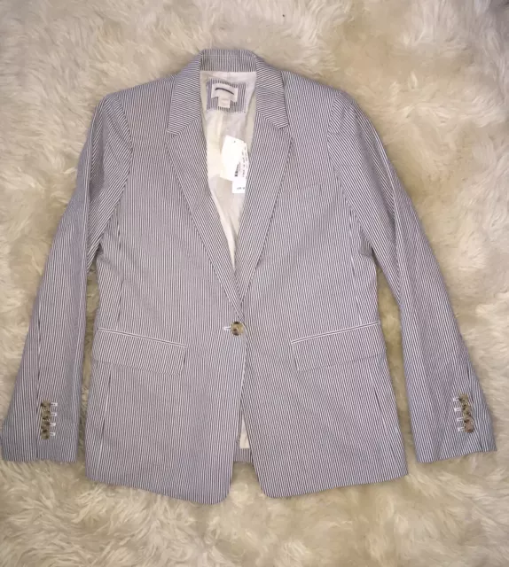 J.crew Womens Collection Rylan Blazer In Seersucker 8 A3797 Ivory $325