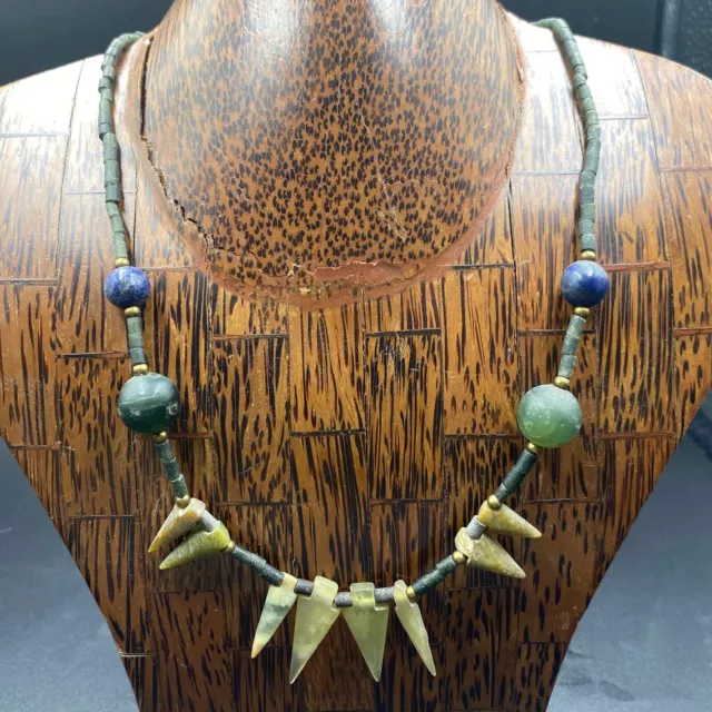 Ancient Roman tribal jade stone vintage necklace