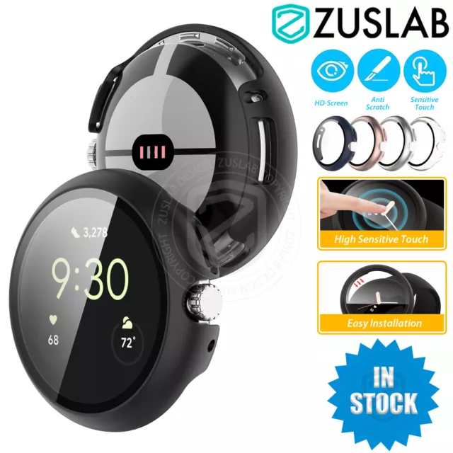 For Google Pixel Watch Zuslab Full Coverage Tempered Glass Case Screen Protector