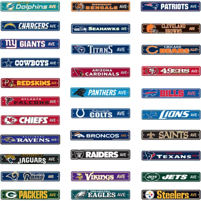 NFL Street Sign (Choose Your Favorite Team Name) 4"x24" Football Logo Man Cave