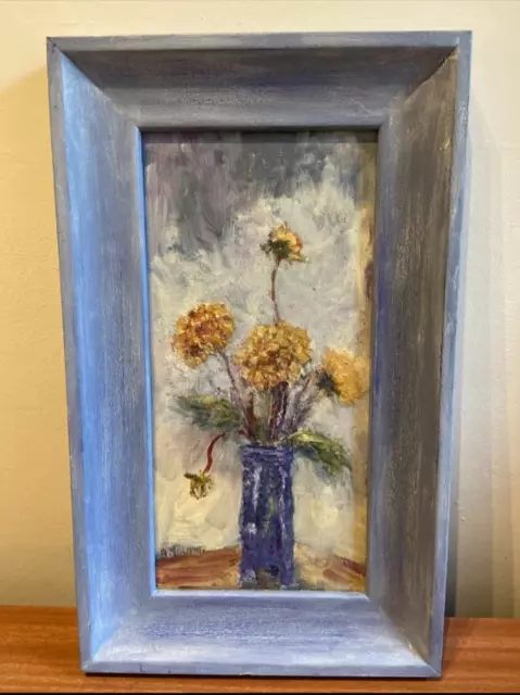 Framed painting of vase of flowers