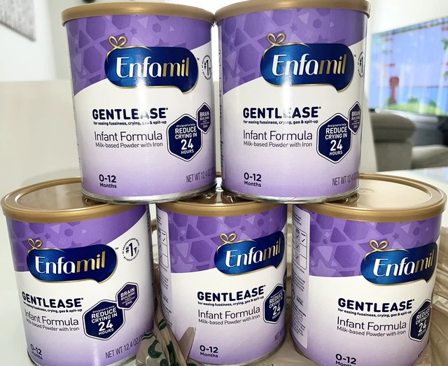 5 CANS ENFAMIL Gentlease MilkBased Powder Formula w/ Iron 12.4 oz Each