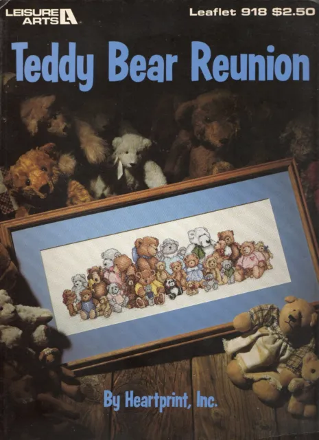 Leisure Arts Cross Stitch Leaflet 918 'Teddy bear Reunion' by Heartprint Bargain