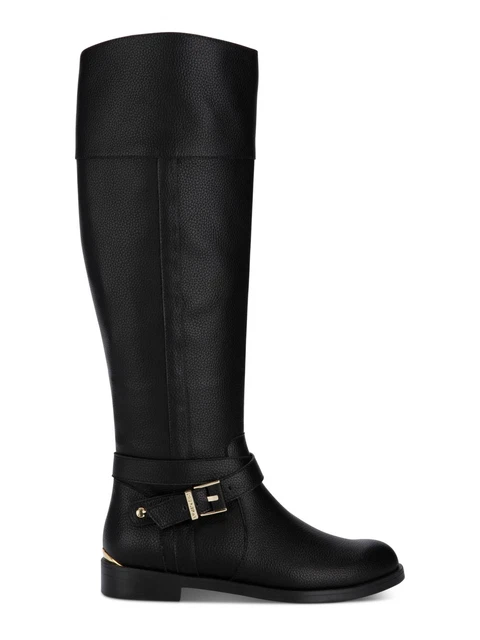 REACTION KENNETH COLE Womens Black Thermoplastic Gold Heel Wind Riding Boot 10 M