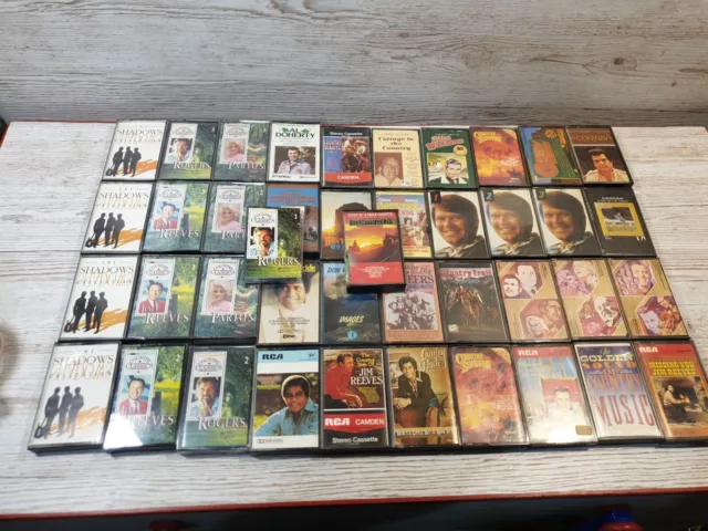 Job Lot bundle of 42 Cassette Tapes Country Music. Vintage retro