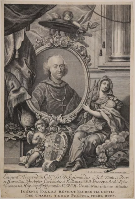 Kardinal Sigismund Graf Kollonitz  (1677-1751) Kupferstich J.A. Schmutzer 1752