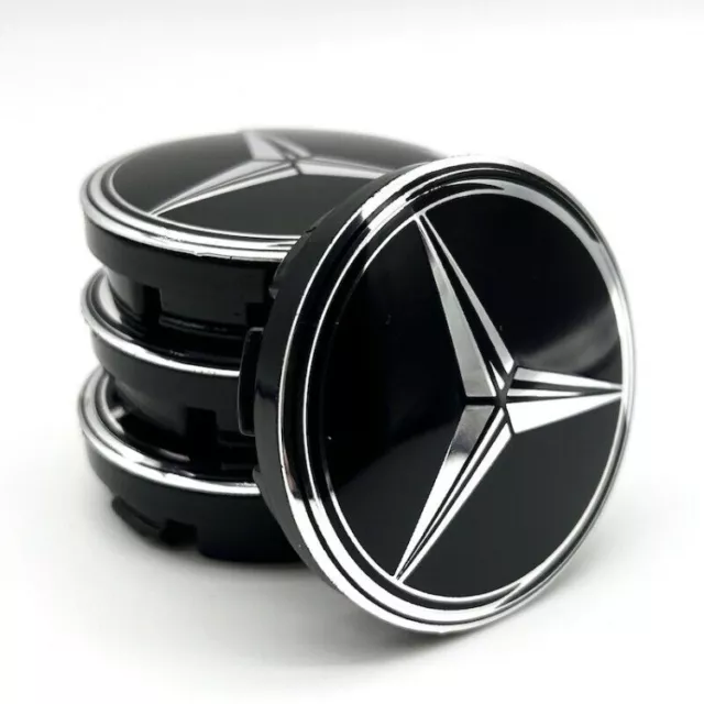 4x 56mm für Mercedes Benz Nabenkappen Felgendeckel Emblem Radnabendeckel Schwarz