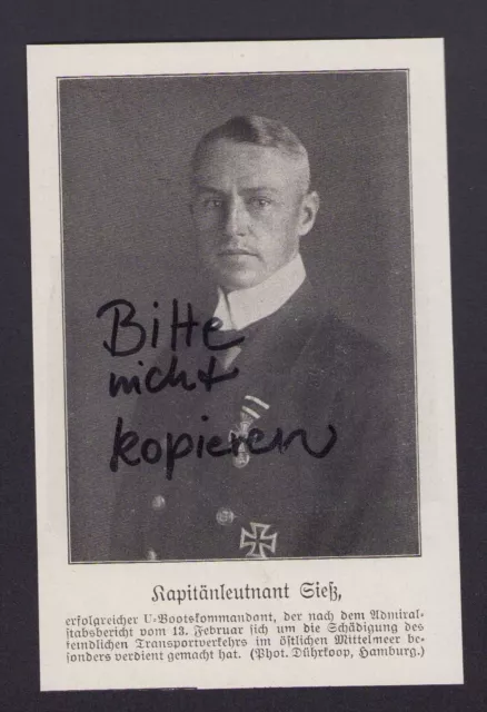 Bilddokument 1918, Bildnis Portrait Kapitänleutnant Sieß WWI