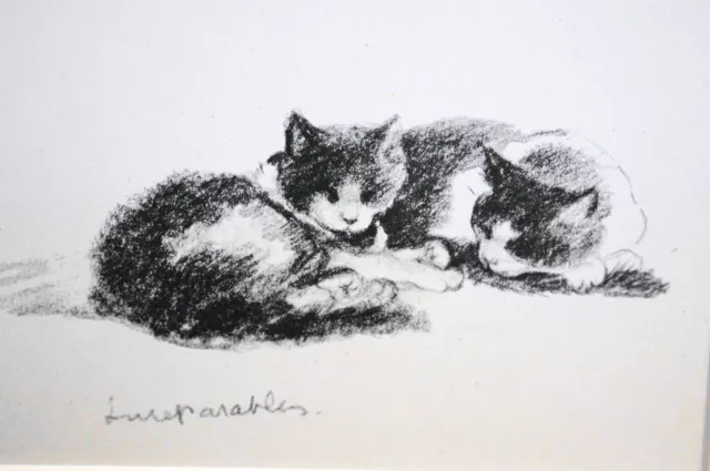 Lucy Dawson 1946 INSEPARABLES Two Sleeping Kittens Vintage CAT Art Print Matted
