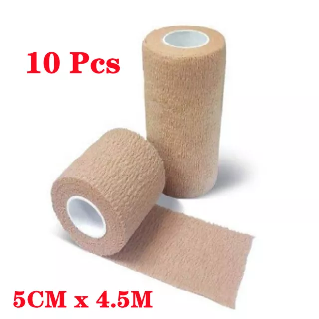 10Pcs Self Adhesive Bandage Gauze Rolls Elastic Adherent Tape First Aid Kit Wrap