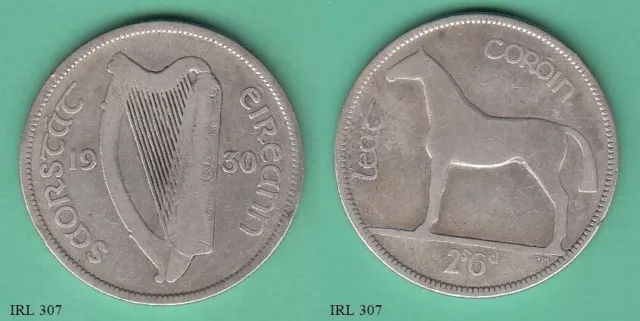 Ireland 2s6d Half Crown 1930 Silver Coin
