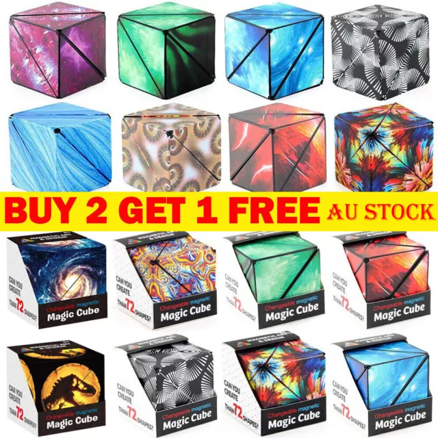 Magnetic Magic Cube Variety Changeable Anti Stress 3D Hand Flip Puzzle Xmas Gift