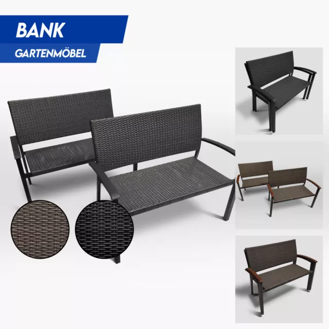 2xGartenbänke Set Sitzbank 2-Sitzer Bank Gartenmöbel Polyrattan Rattan Möbel  Ne