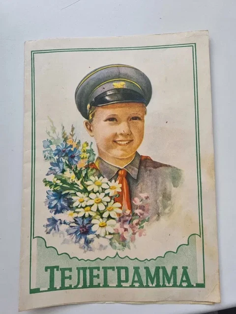 RARE Soviet Russian Set of 2 Old USSR Holidays Greeting Telegrams 1958 & 1960