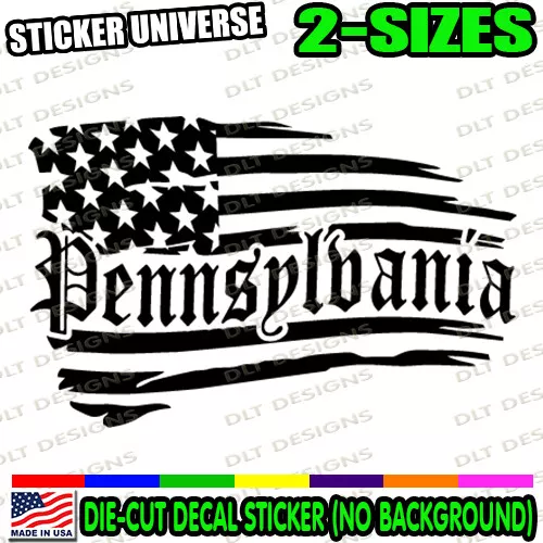 Pennsylvania Distressed Flag State Car Window Decal Bumper Sticker Patriotic 140