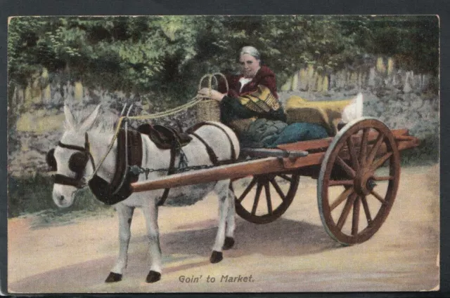 Ireland Postcard - Irish Life - Goin' To Market - Donkey Cart RS15434