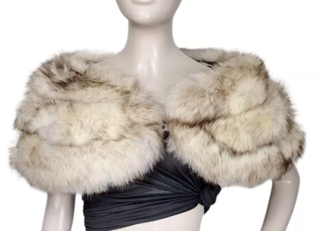 Vintage 1950's Genuine Norwegian Blue Fox Wedding Wrap Stole Fox Cape Shawl