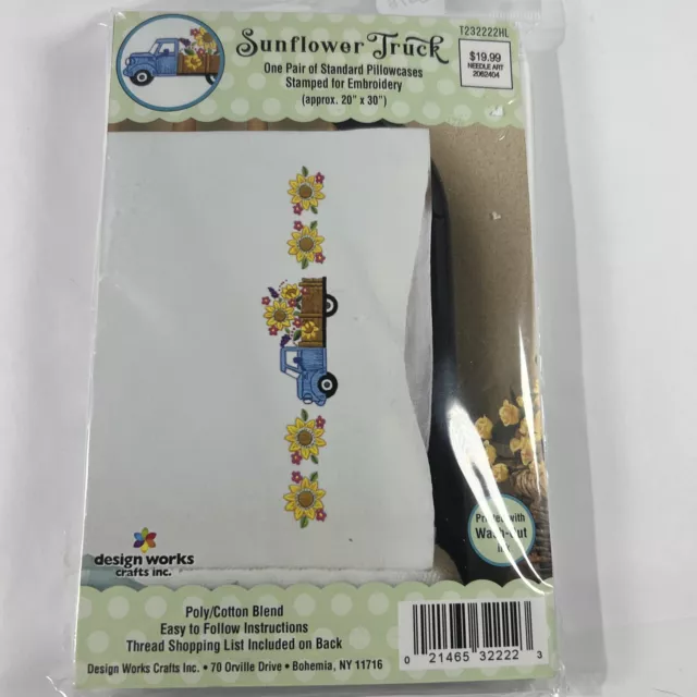 Par de fundas de almohada bordadas para camión girasol Tobin estampado #T232222HL nuevo